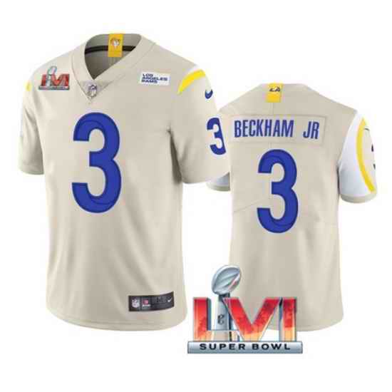 Nike Los Angeles Rams #3 Odell Beckham Jr. Bone 2022 Super Bowl LVI Vapor Limited Jersey