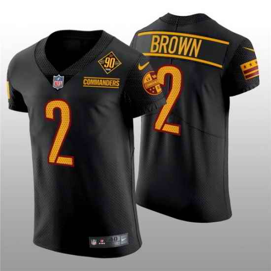 Men Washington Commanders #2 Dyami Brown 90th Anniversary Black Elite Stitched Jersey-0