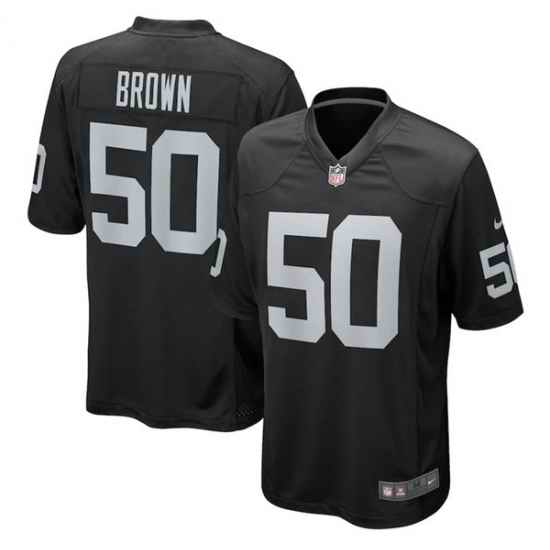 Men Las Vegas Raiders #50 Jayon Brown Black Stitched Game Jersey-0