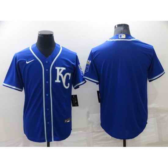 Men Kansas City Royals Blank Blue Cool Base Stitched Jerse-0