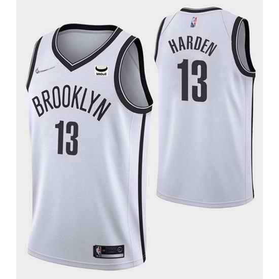 Men Brooklyn Nets #13 James Harden White 75th Anniversary Association Edition Stitched NBA Jersey