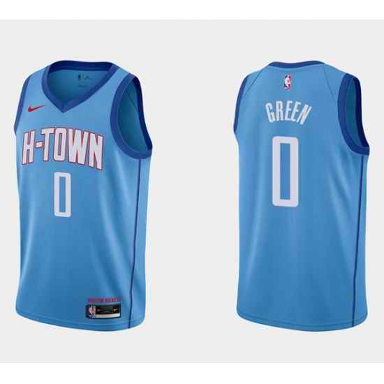 Men Houston Rockets #0 Jalen Green City Edition Blue Stitched Basketball Jersey
