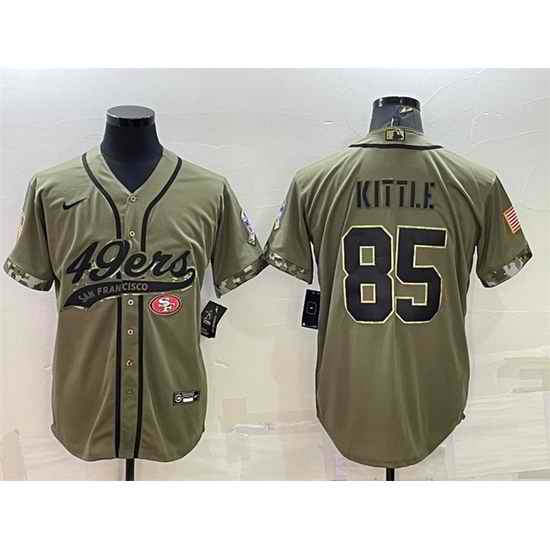 Men San Francisco 49ers #85 George Kittle 2022 Olive Salute To Service Cool Base Stitched Baseball Jersey
