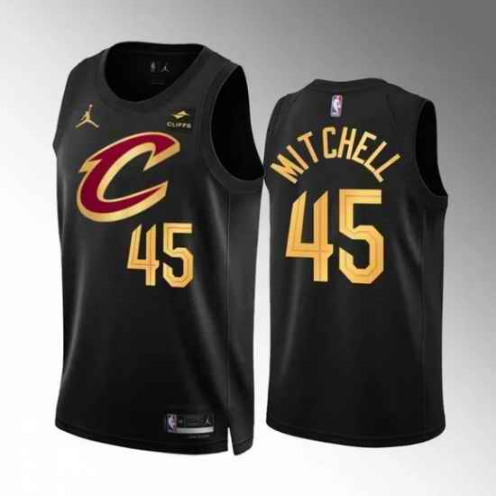 Men Cleveland Cavaliers #45 Donovan Mitchell Black Stitched Jersey