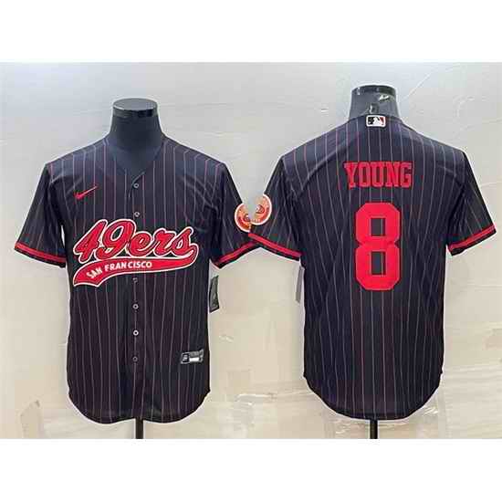 Men San Francisco 49ers #8 Steve Young Black With Patch Cool Base Stitched Baseball Jersey