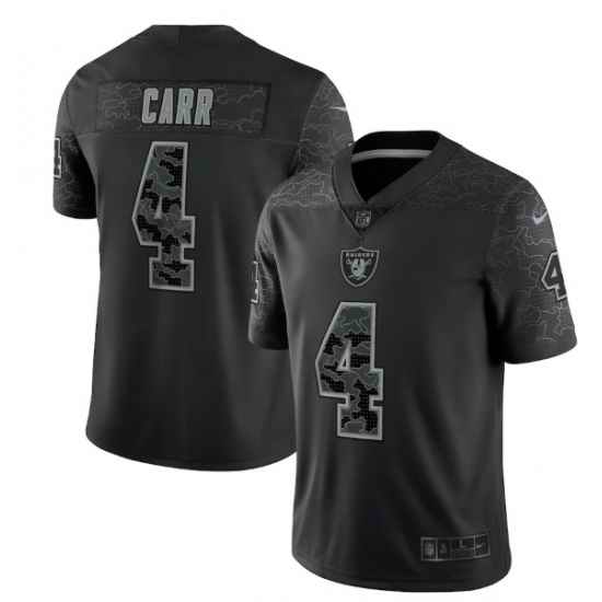 Men Las Vegas Raiders #4 Derek Carr Black Reflective Limited Stitched Football Jersey-0