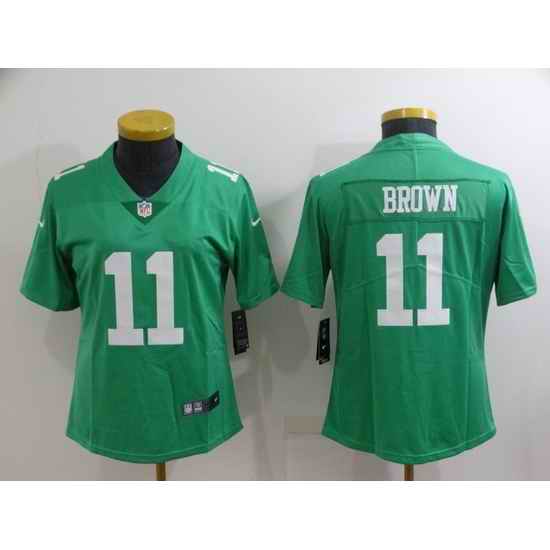 Women Philadelphia Eagles #11 A  J  Brown Green Vapor Untouchable Limited Stitched Football Jersey 28Run Small 2