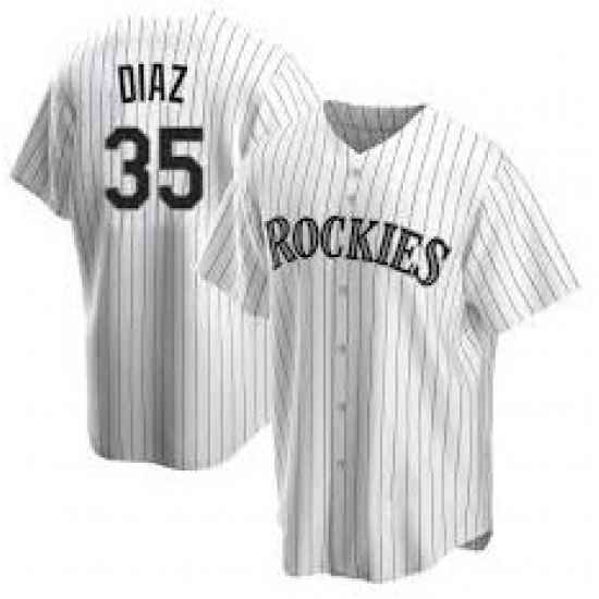 Youth Nike Colorado Rockies #35 Elias Diaz White Cool Base MLB Jersey