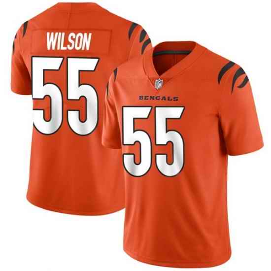 Men Cincinnati Bengals #55 Logan Wilson 2021 Orange Vapor Untouchable Limited Stitched Jersey