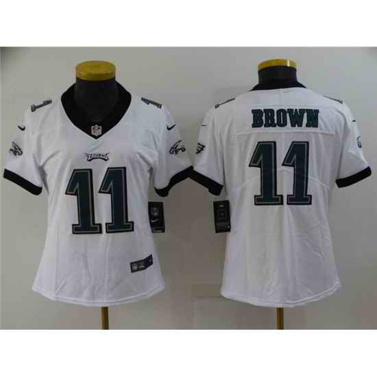 Women Philadelphia Eagles #11 A  J  Brown White Vapor Stitched Football Jersey 28Run Small 2