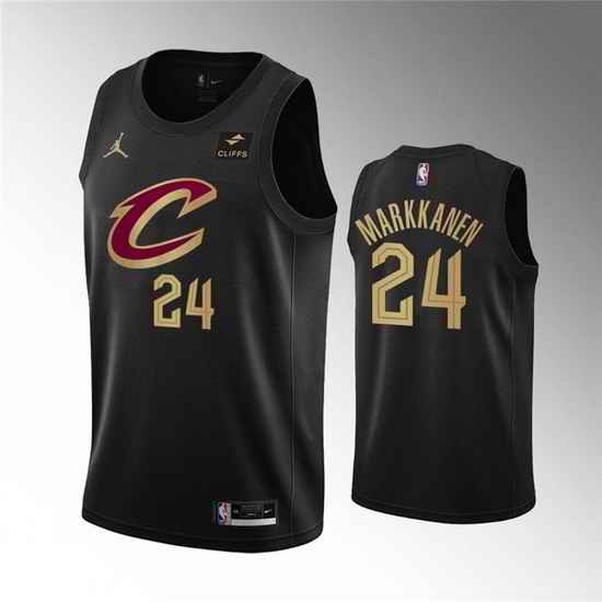 Men Cleveland Cavaliers #24 Lauri Markkanen Black Statement Edition Stitched Basketball Jersey