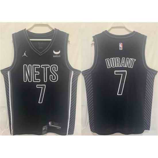 Men Brooklyn Nets #7 Kevin Durant Black Stitched Basketball Jersey
