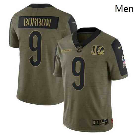 Men's Cincinnati Bengals Joe Burrow Nike Olive 2021 Salute To Service Limited Player Jersey