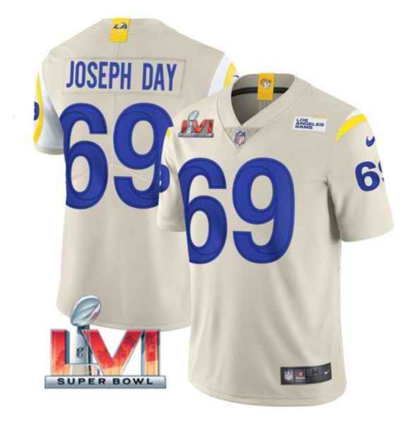 Nike Rams #69 Sebastian Joseph Day Bone 2022 Super Bowl LVI Vapor Limited Jersey