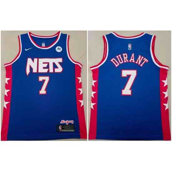 Men Brooklyn Nets #7 Kevin Durant Blue Stitched Basketball Jersey