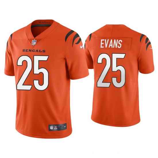 Men Cincinnati Bengals #25 Chris Evans 2021 Orange Vapor Untouchable Limited Stitched Jersey