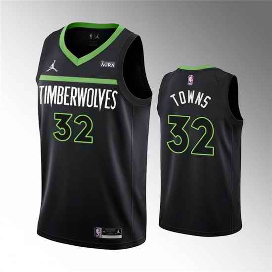 Men Minnesota Timberwolves #32 Karl Anthony Towns Black Statement Edition Stitched Jersey