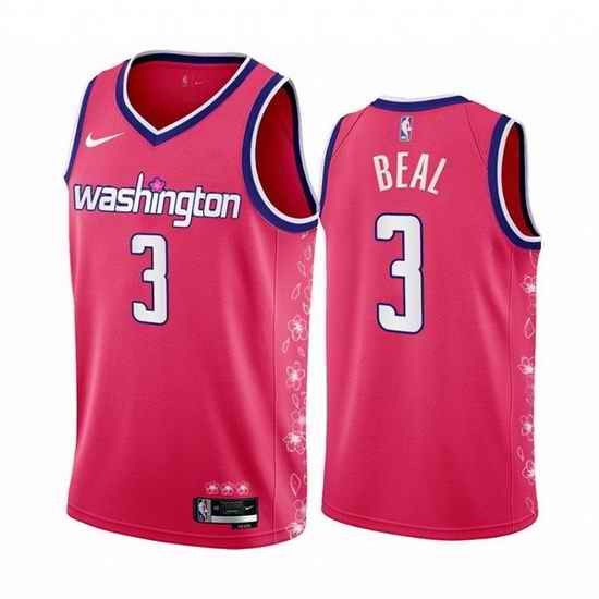 Men Washington Wizards #3 Bradley Beal 2022 23 Pink Cherry Blossom City Edition Limited Stitched Basketball Jersey-0