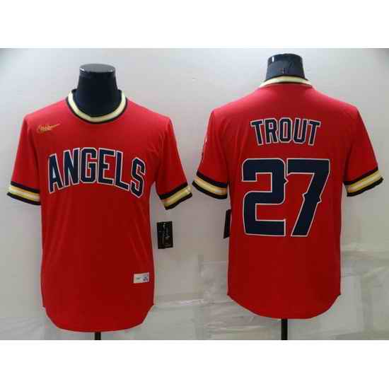 Men Los Angeles Angels #27 Mike Trout Red Cool Base Stitched jersey