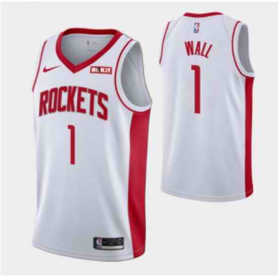 Men Houston Rockets #1 John Wall White Stitched Basketball Jersey