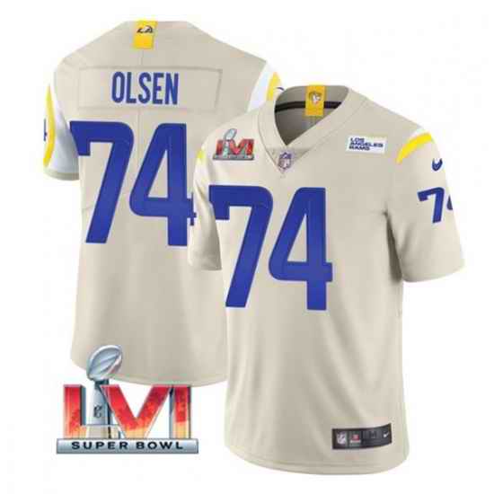 Nike Los Angeles Rams #74 Merlin Olsen Bone 2022 Super Bowl LVI Vapor Limited Jersey