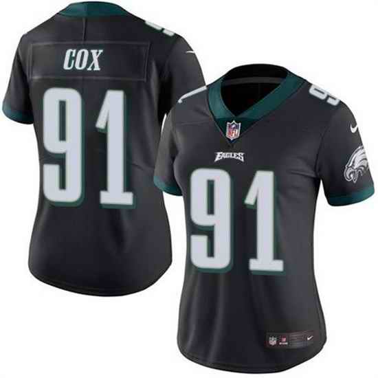 Women Philadelphia Eagles #91 Fletcher Cox Black Vapor Untouchable Limited Stitched Football Jersey