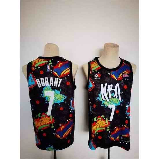 Men Brooklyn Nets #7 Kevin Durant 2021 Black Stitched Basketball Jersey