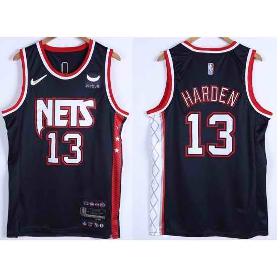 Men Brooklyn Nets James Harden #13 75th Anniversary Swingman Stitched Basketball Jersey