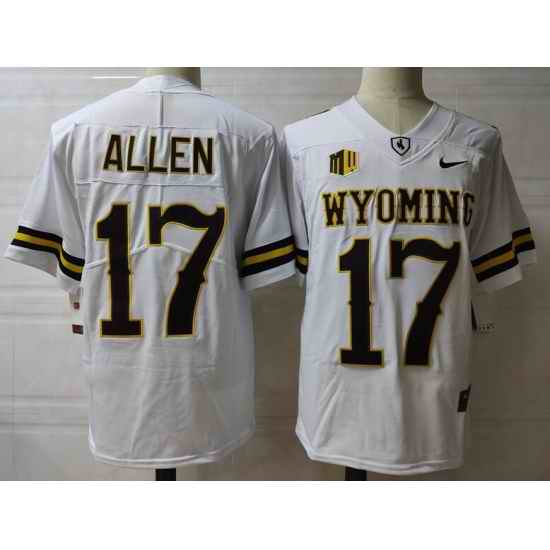 Men NCAA Wyoming #17 Josh Allen White Jersey