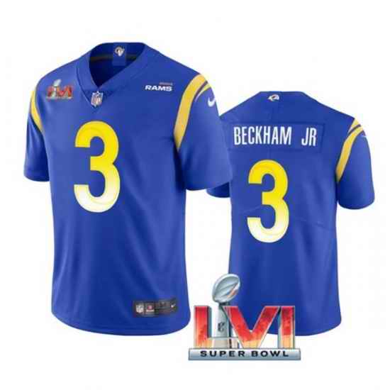 Nike Los Angeles Rams #3 Odell Beckham Jr. Royal 2022 Super Bowl LVI Vapor Limited Jersey