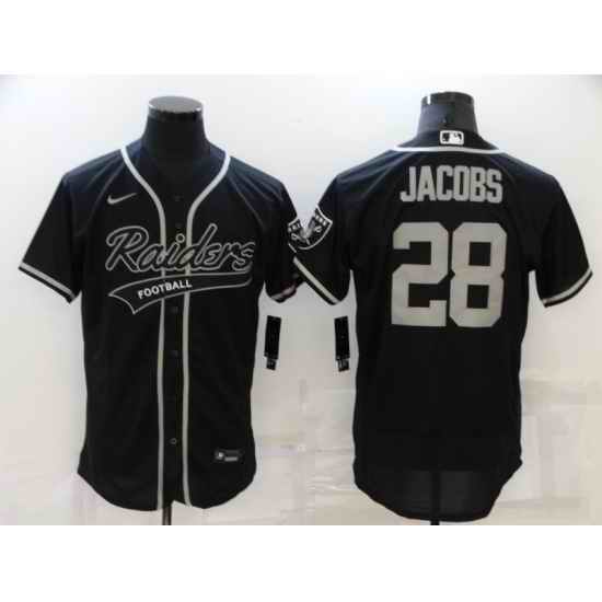 Men's Oakland Raiders #28 Josh Jacobs Black Nike Elite Jersey-0