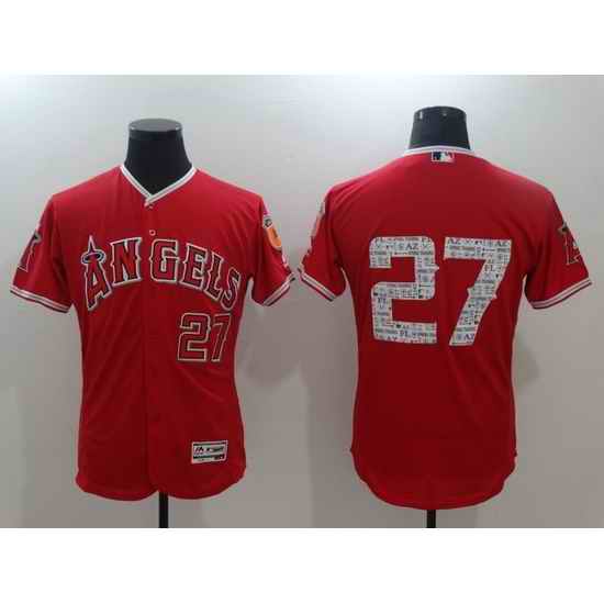 Men Los Angeles Angels #27 Mike Trout Red Flex Base Stitched Baseball jersey