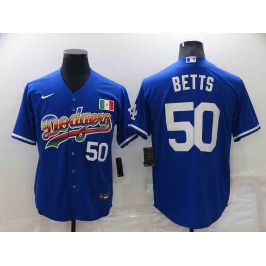 Men Los Angeles Dodgers #50 Mookie Betts Royal Stitched Baseball Jerse-0