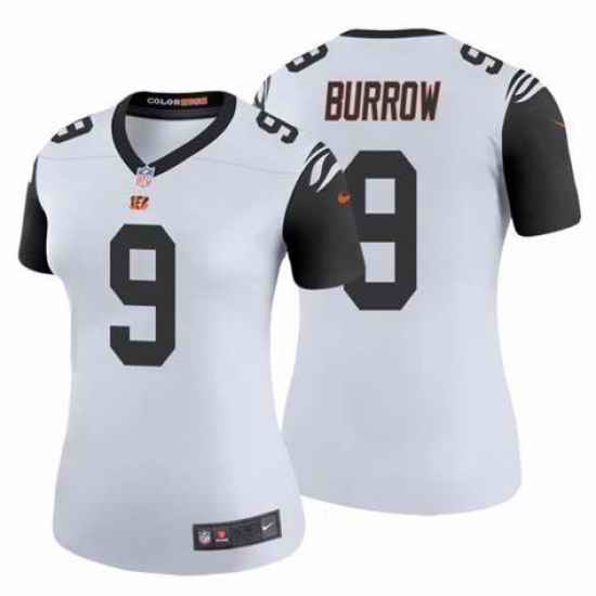 Women Cincinnati Bengals #9 Joe Burrow White Rush Vapor Untouchable Limited Jersey