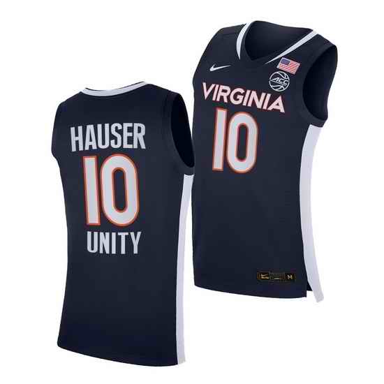 Virginia Cavaliers Sam Hauser Virginia Cavaliers Navy Unity 2021 Road Secondary Logo Jersey-0