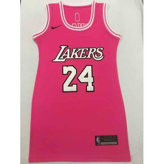 Women Los Angeles Lakers #24 Kobe Bryant Dress Stitched Jersey Pink-0