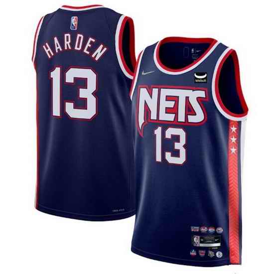Men's Brooklyn Nets #13 James Harden 2021 #22 Navy Swingman City Edition 75th Anniversary Stitched Basketball Jersey