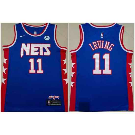 Men Brooklyn Nets #11 Kyrie Irving Blue Stitched Basketball Jersey