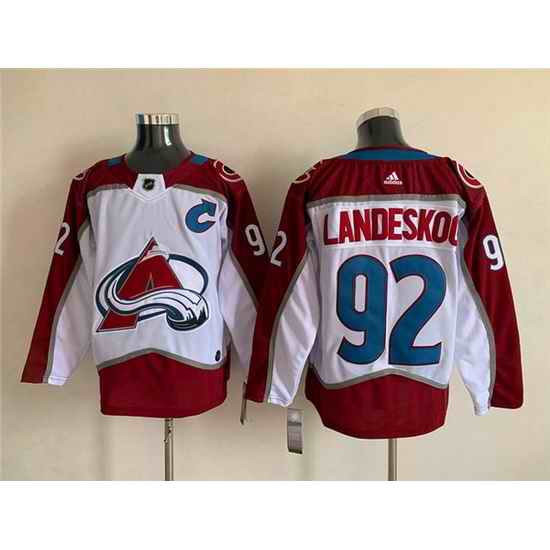 Men Colorado Avalanche #92 Gabriel Landeskog White Stitched Jersey