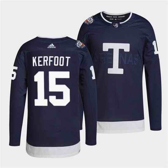 Men Toronto Maple Leafs #15 Alexander Kerfoot 2022 Heritage Classic Navy Stitched jersey