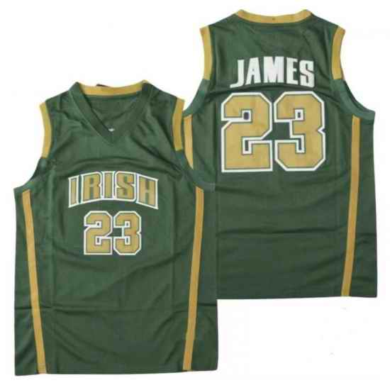 Men Fighting Irish #23 Lebron James Green NCAA Jersey-0