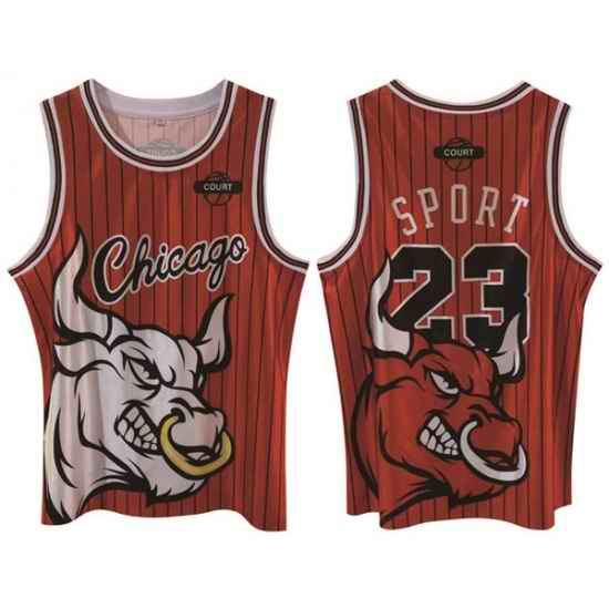 Men Chicago Bulls #23 Michael Jordan Red Print Basketball Jerse