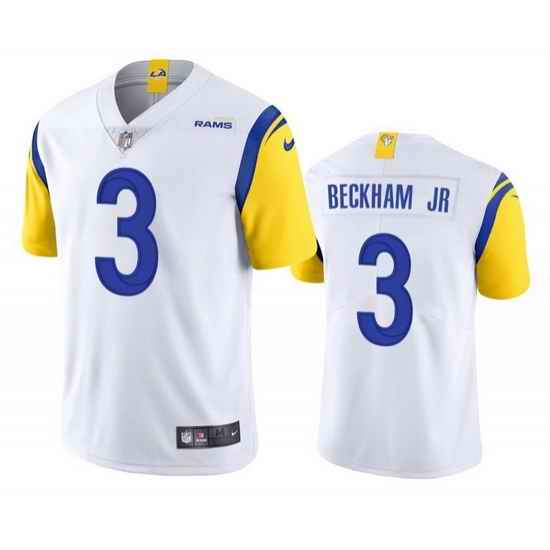 Men Los Angeles Rams #3 Odell Beckham Jr  2021 White Vapor Untouchable Limited Stitched Football Jersey