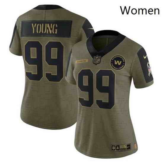 Women's Washington Football Team Chase Young Nike Olive 2021 Salute To Service Limited Player Jersey-0