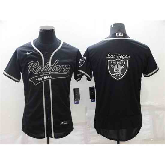 Men Las Vegas Raiders Black Team Big Logo With Patch Flex Base Stitched Baseb-0
