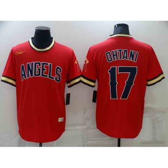 Men Los Angeles Angels #17 Shohei Ohtani Red Cool Base Stitched jersey