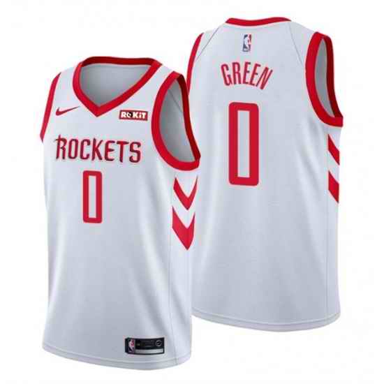 Men Houston Rockets #0 Jalen Green White Association Edition Stitched Jersey