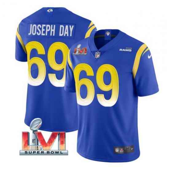 Nike Los Angeles Rams #69 Sebastian Joseph Day Royal 2022 Super Bowl LVI Vapor Limited Jersey