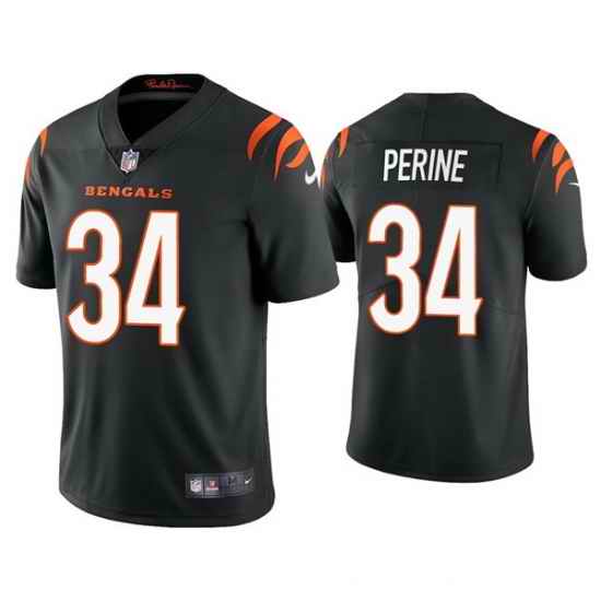 Men Cincinnati Bengals #34 Samaje Perine 2021 Black Vapor Untouchable Limited Stitched Jersey