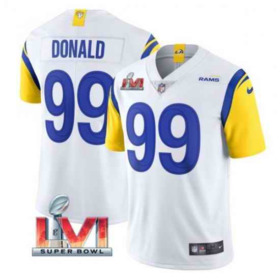 Nike Los Angeles Rams #99 Aaron Donald White 2022 Super Bowl LVI Vapor Limited Jersey